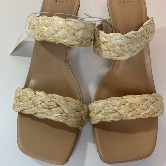 A New Day Womens Basil Heels Sandals Tan Brown Braided Straps - Picture 10 of 10